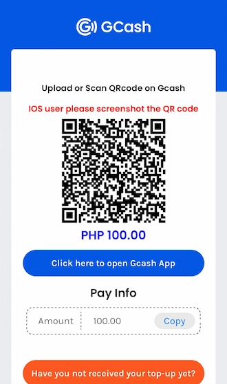 Step 5: A QR code appears, bettors should save this QR code. Then open your GCash app and make a money transfer via this QR code.